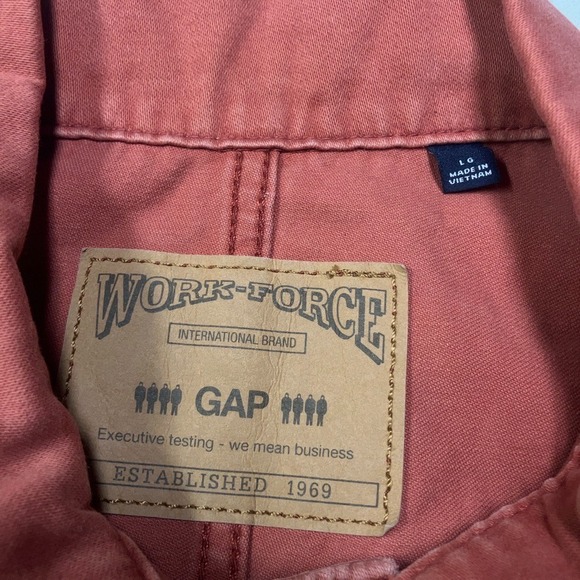 Vintage GAP Work Force Jacket Men's Large Red Chore Barn Coat Unlined Field - Picture 4 of 5